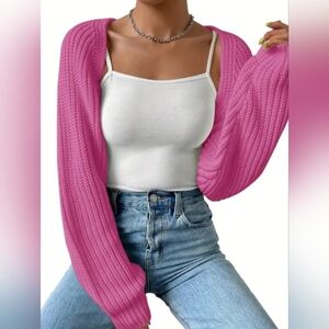 Pink Cable Knit Women's Shrug